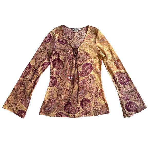 Vintage Self Esteem Blouse Top Y2K Paisley Fairy Grunge Mesh Renaissance Cosplay - Picture 1 of 6